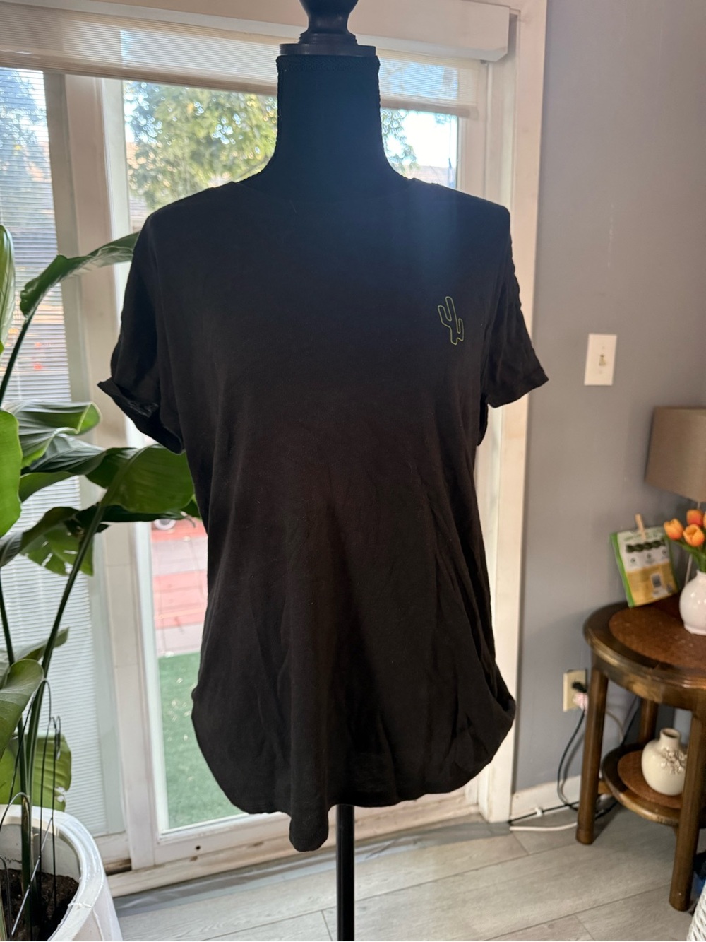 Sub_Urban Riot Black Short Sleeve Tee with Green Cactus Accent